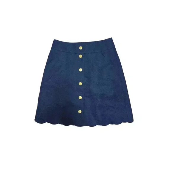 J.Crew Button-front scallop skirt Size 00 - Picture 2 of 4